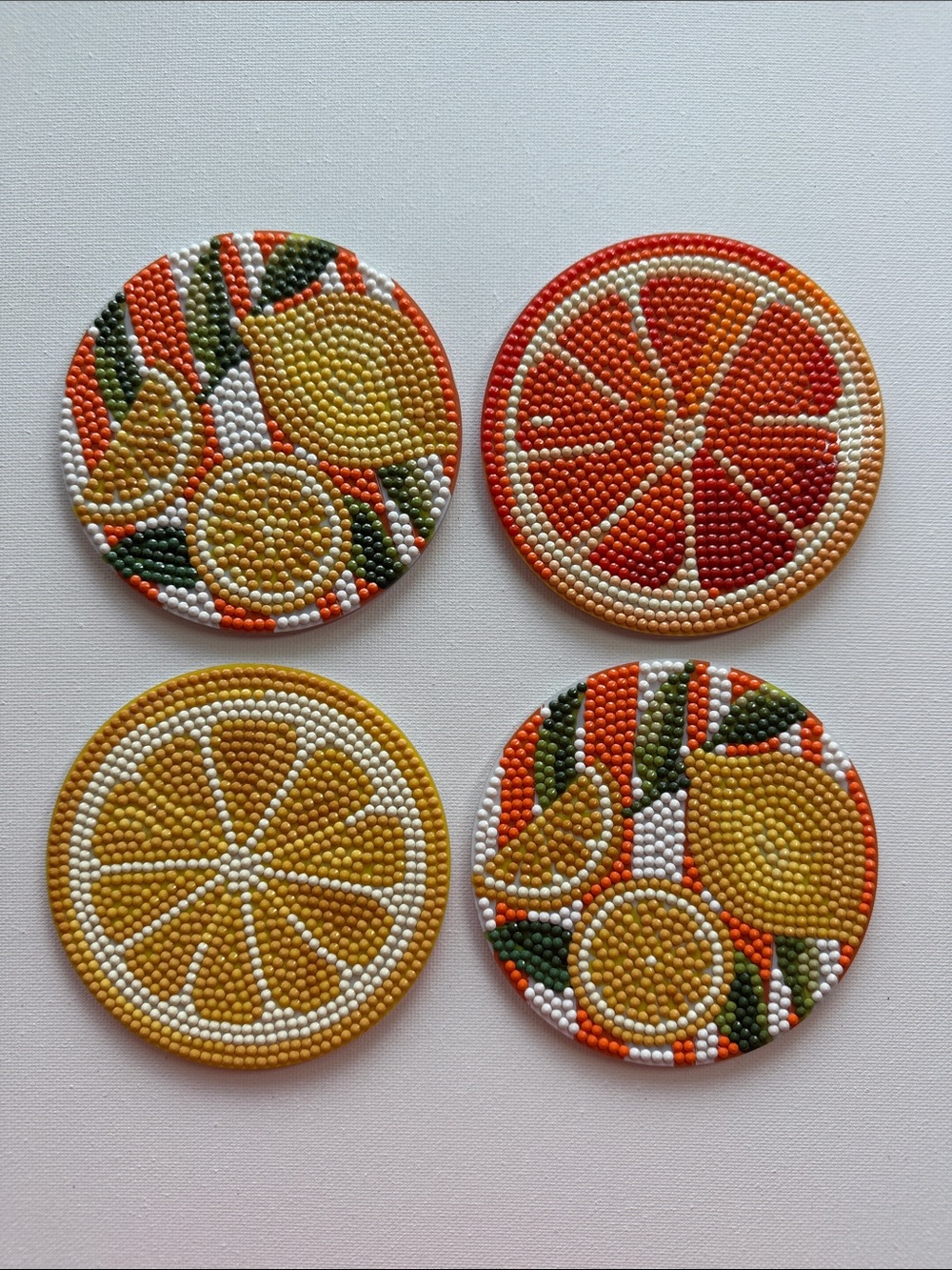 Handmade Citrus Diamond Art Coaster Set